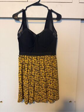 Material Girl Black & Yellow Fit-and-Flare Dress skater dress